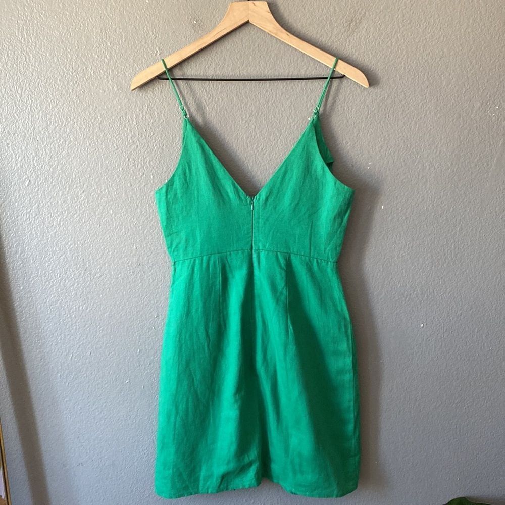 Green Ruffle Faux Wrap Dress - Picture 7 of 12